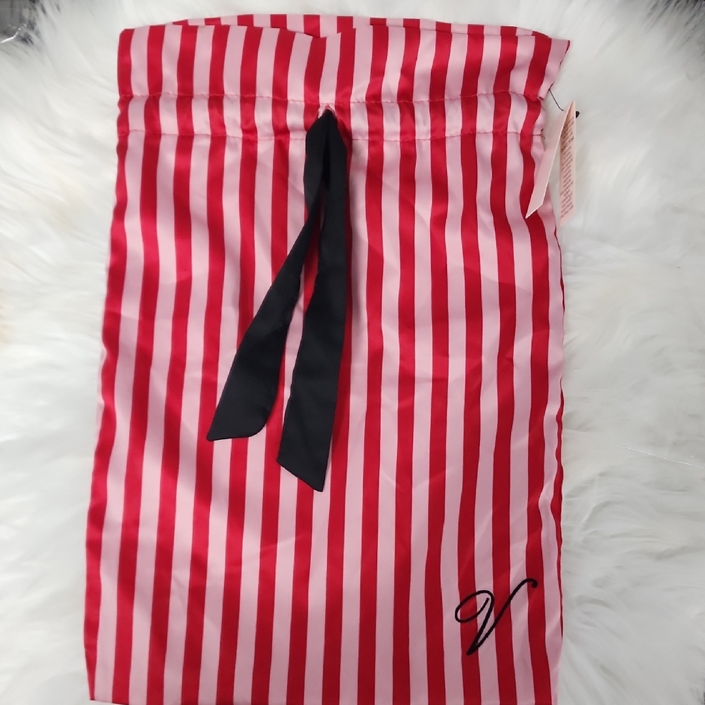 Victoria's Secret Red and White Striped Travel Bag